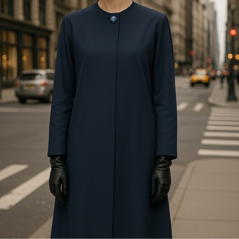 Bergdorf Goodman vintage navy single button overcoat